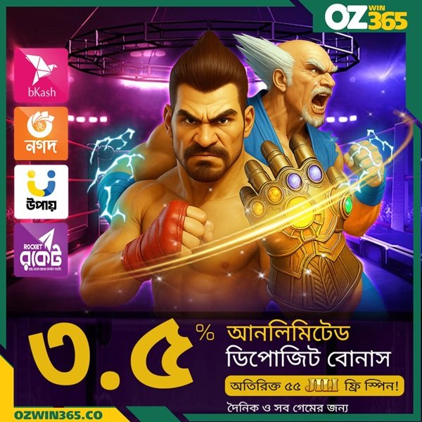 3.5% Unlimited Deposit Bonus + 55 Jili Free Spins Daily on OZWin365 – Exclusive for Bangladesh